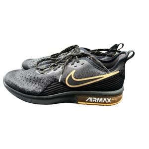 Nike Airmax Sequent 4 Black with Gold Swoosh AO4483005 Men Size 9.5